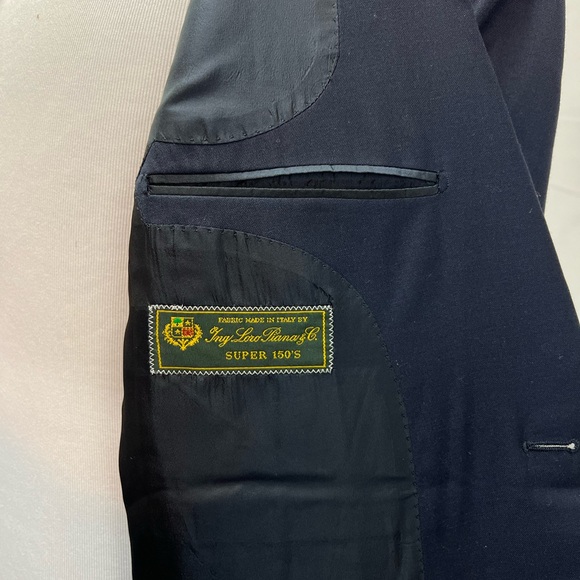 Loro Piana Navy Blue Super 150’s Wool 44L Mother Of Pearl Buttons Blazer Jacket - Picture 6 of 8